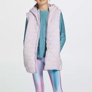 NWT DSG Girls' Hooded Sleeveless Puffer Vest SZ Large in Lavender Daydream